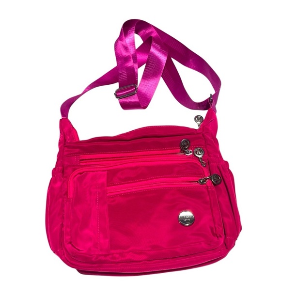 Jiel Shi Water-Resistant Nylon Crossbody/Shoulder Bag Bright Pink - Picture 7 of 13